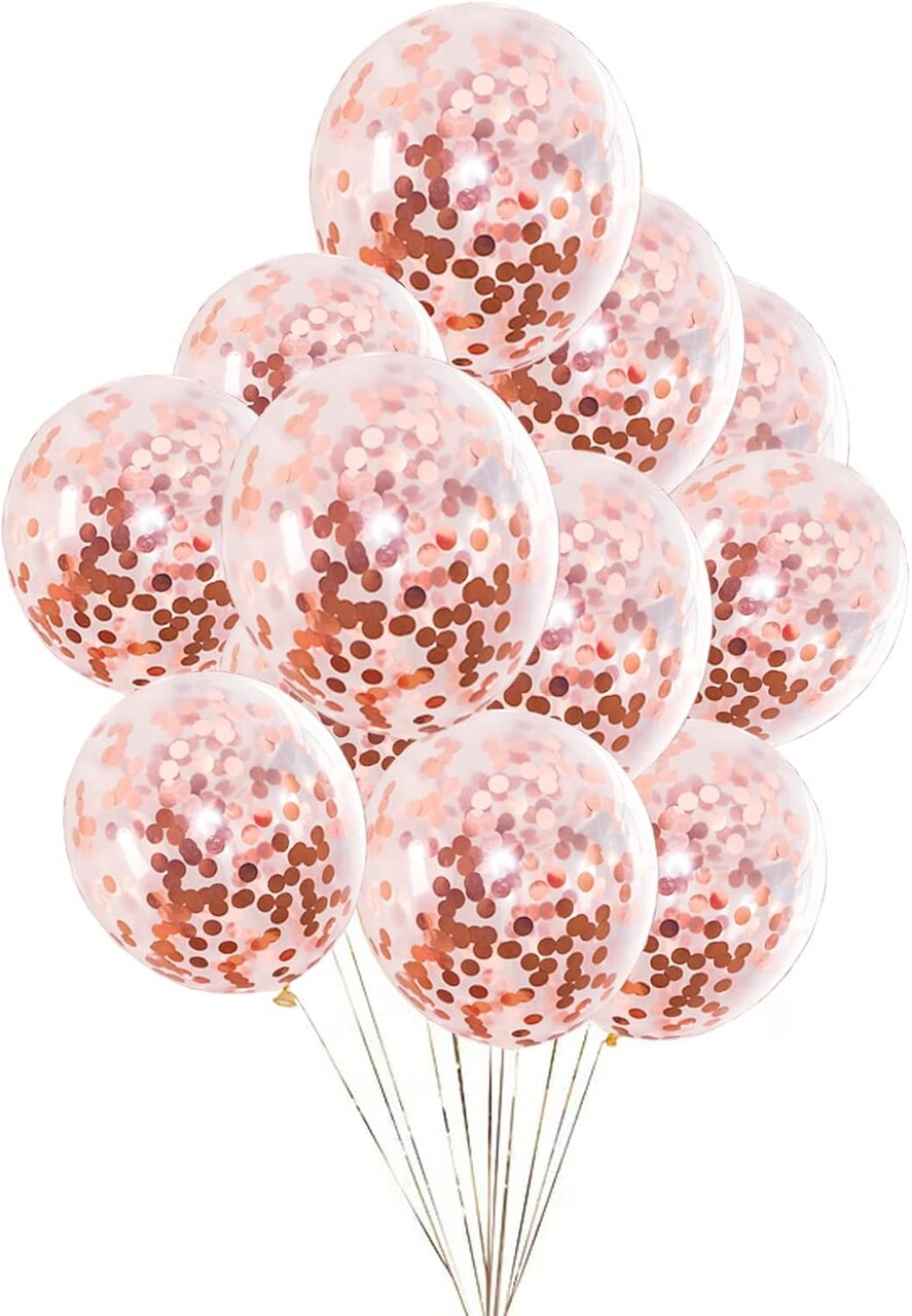 25pcs Rose Gold Foil Confetti Balloons (Rose Gold Confetti 25pcs) 1 x 0.98 x 1 inches